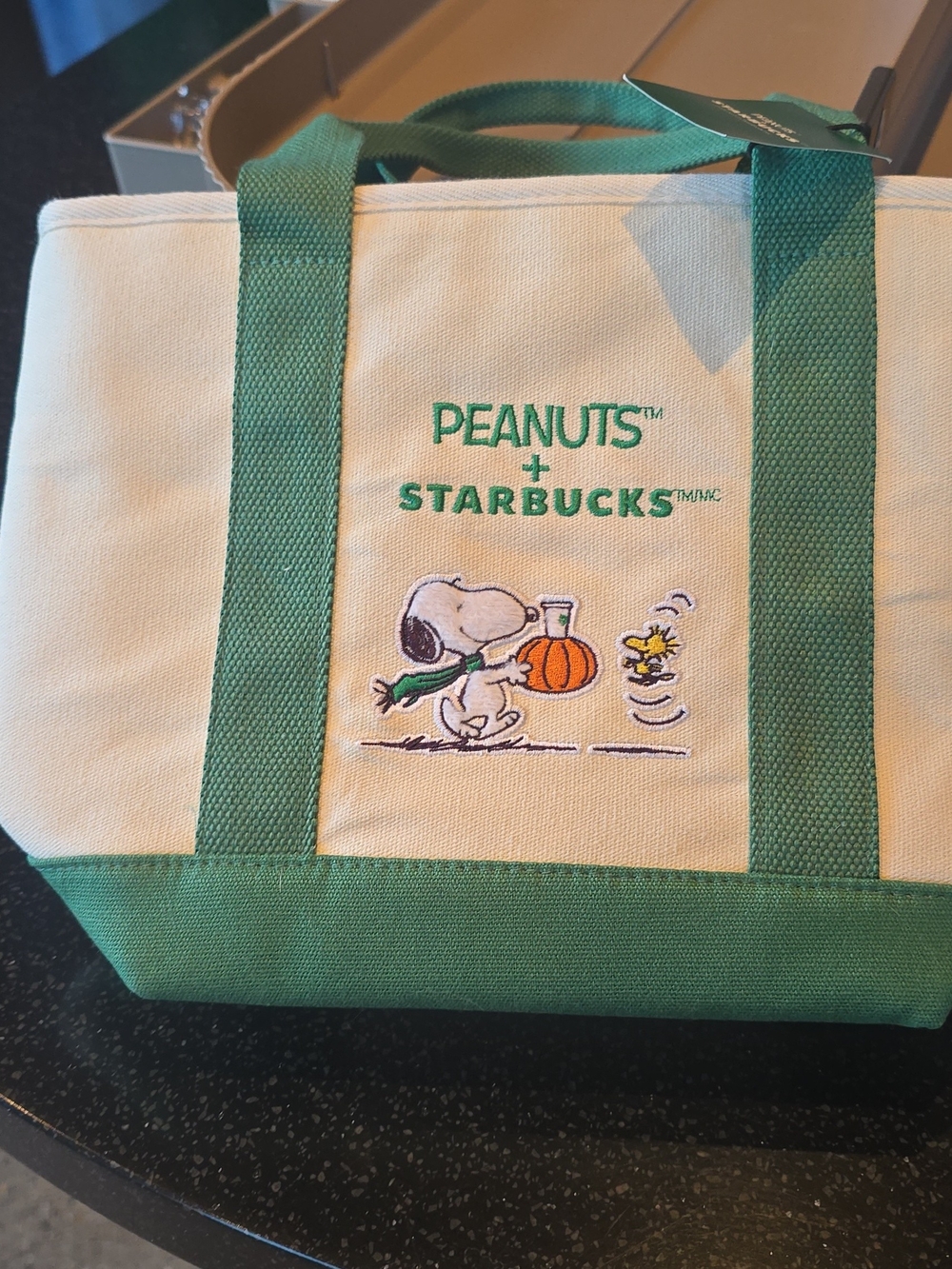 Peanuts x Starbucks Green & Cream Canvas Tote